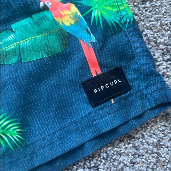 Rip Curl Men’s Swim trunks board Shorts Green Palm & Multicolor Parrot Print lrg - Picture 3 of 7